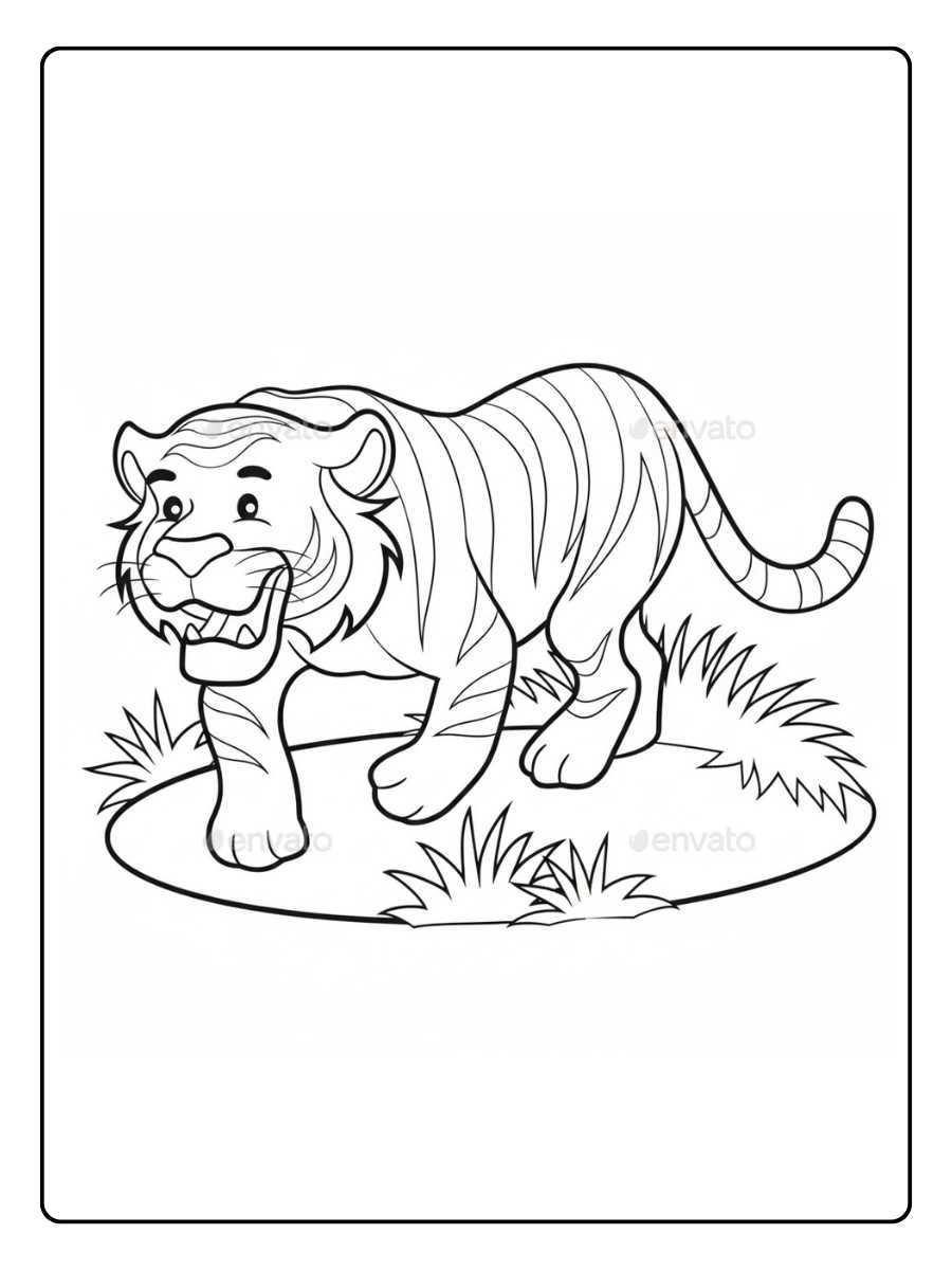 Tigre coloriage bébé tigre marchant dans la nature