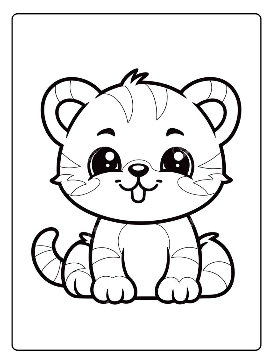 Tigre coloriage petit tigre kawaii assis