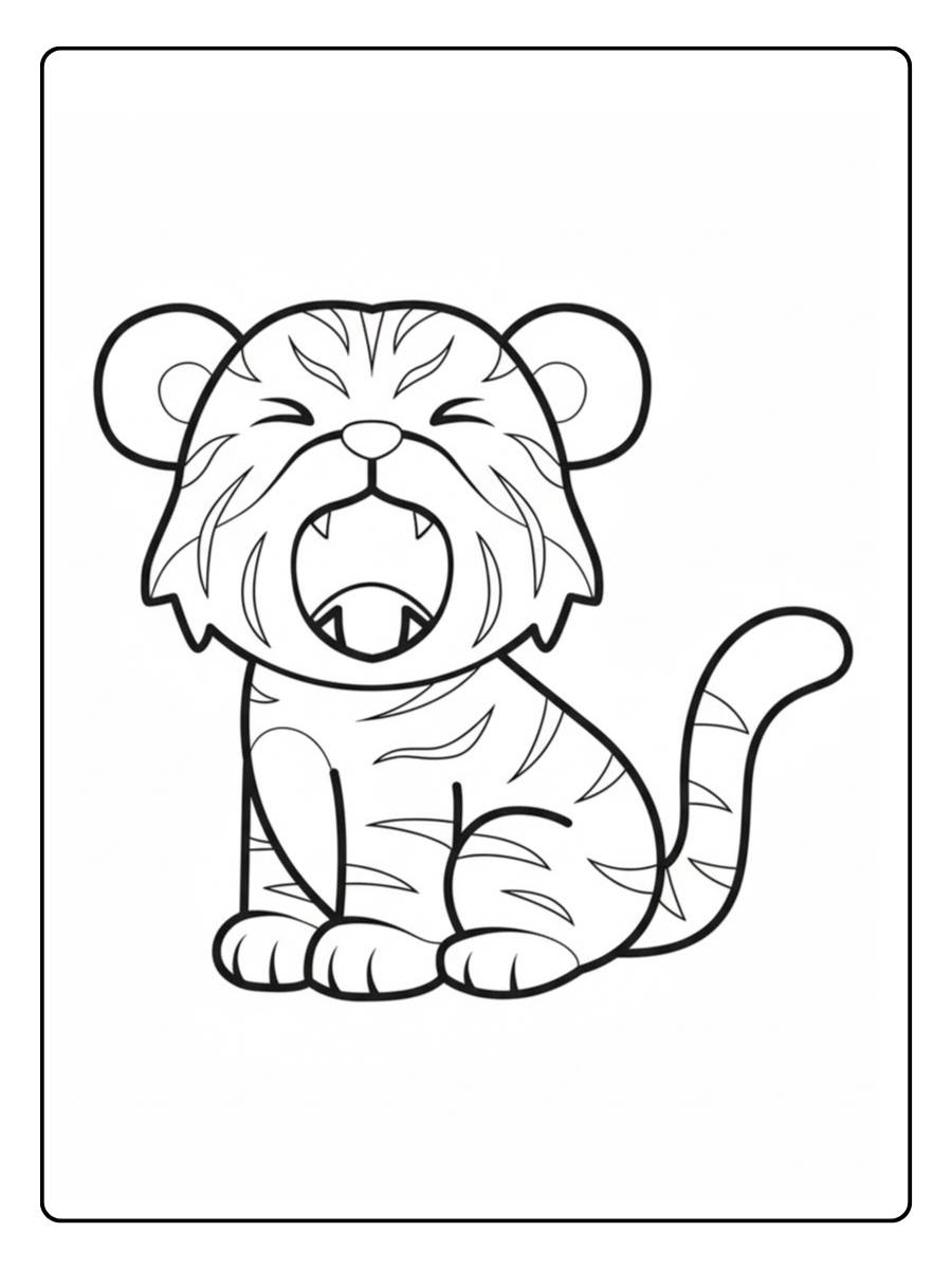 Tigre coloriage tigre assis style dessin simple