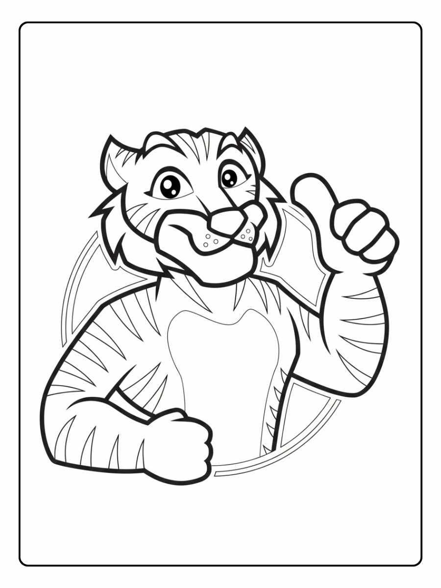 Tigre coloriage tigre cartoon faisant un geste joyeux