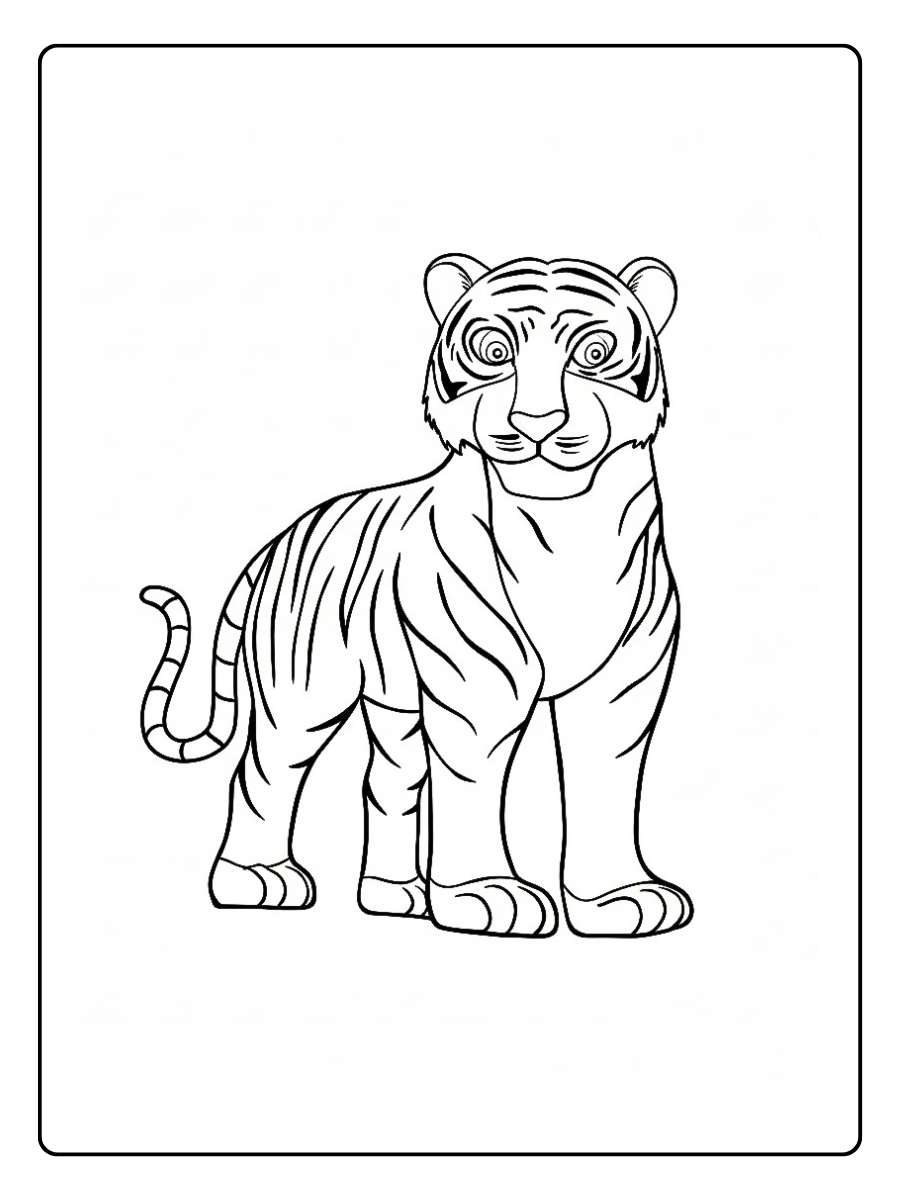 Tigre coloriage tigre debout style semi réaliste