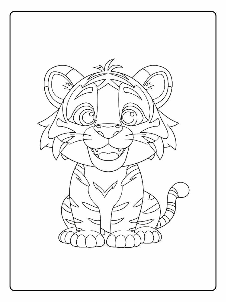 Tigre coloriage tigre mignon style enfant
