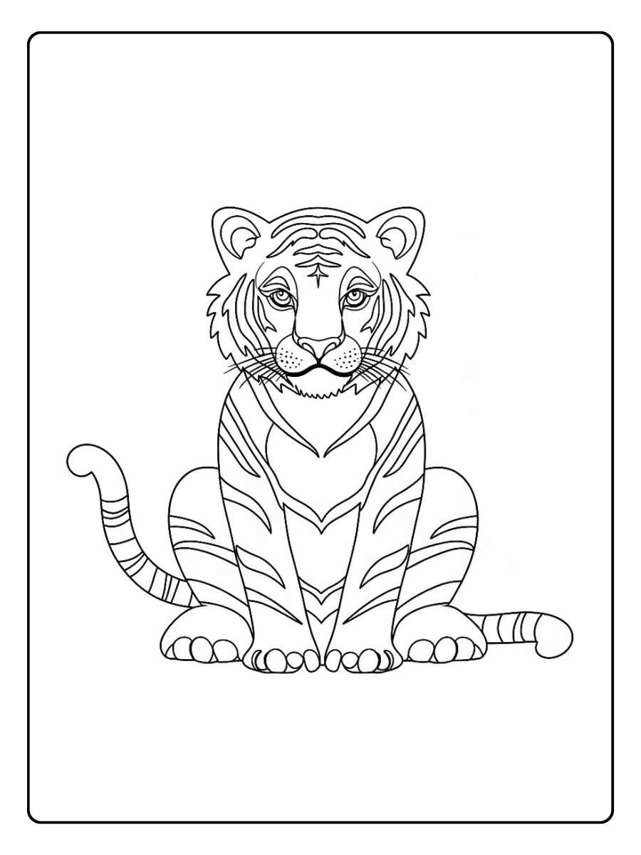 Tigre coloriage tigre réaliste assis de face
