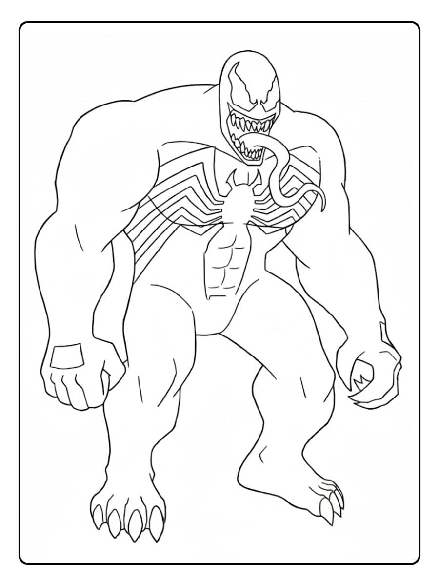 Venom à Colorier Croquis Noir et Blanc Minimaliste