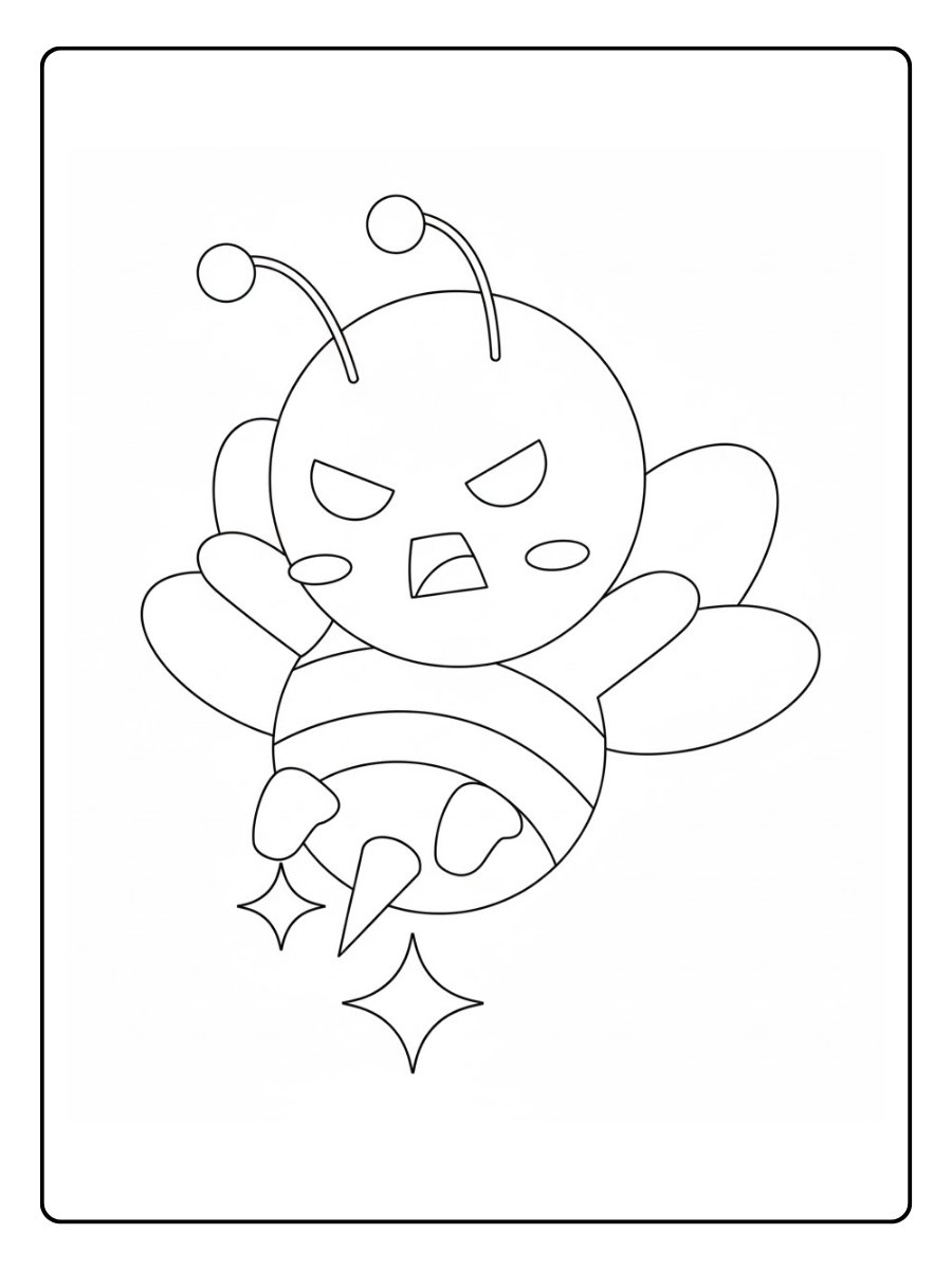 coloriage abeille en colère amusante