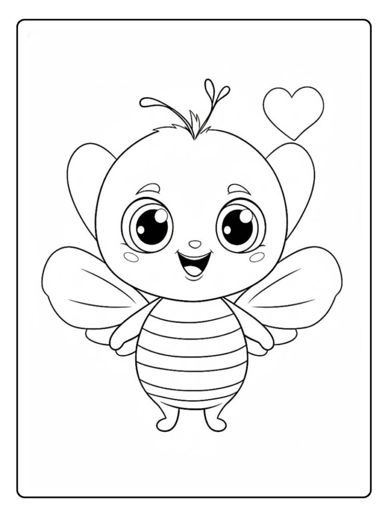 Coloriage Gratuit à Imprimer – Dessins à Colorier PDF & PNG 138 coloriage abeille mignonne avec cœur