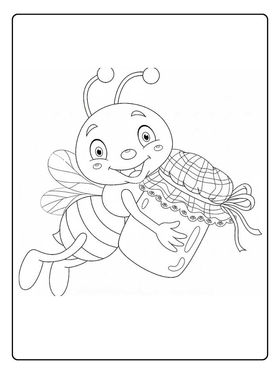 coloriage abeille qui transporte le miel