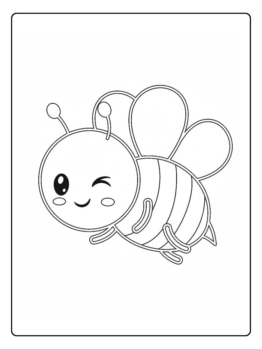 coloriage abeille qui vole joyeusement