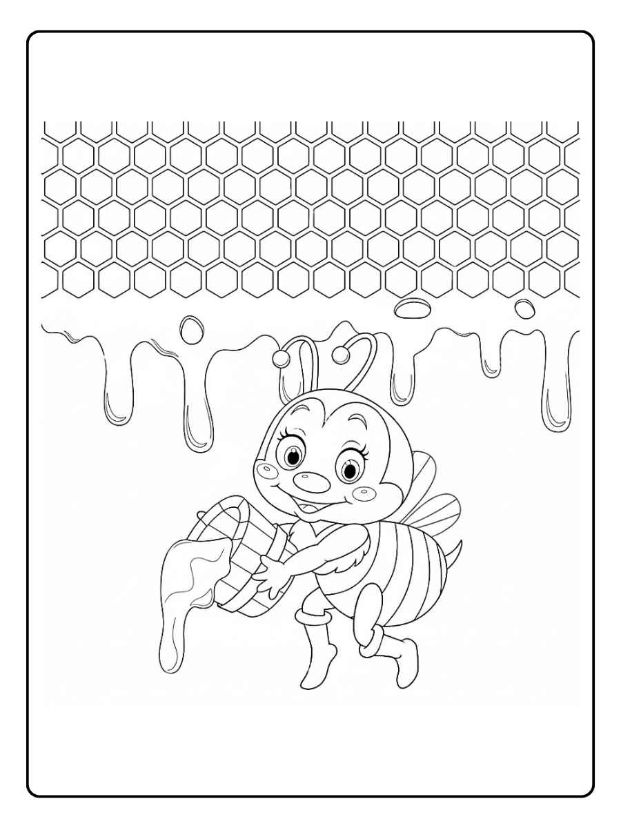 coloriage abeille sous rayon de miel