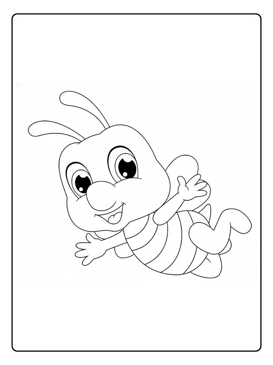 coloriage abeille volante souriante