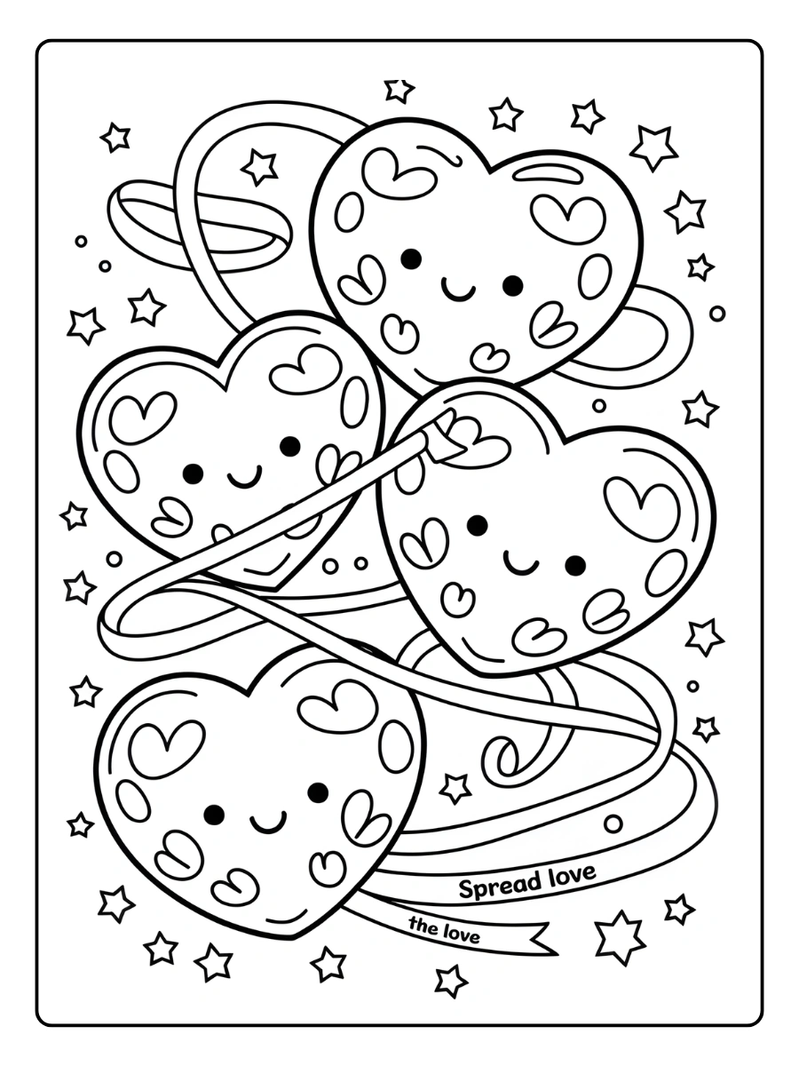 Coloriage Saint Valentin cœurs à imprimer et à colorier (1)