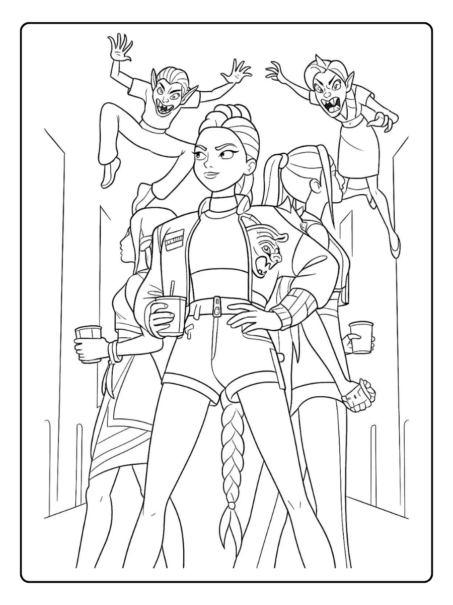 Huntrx KPop Demon Hunters Coloriage (6)