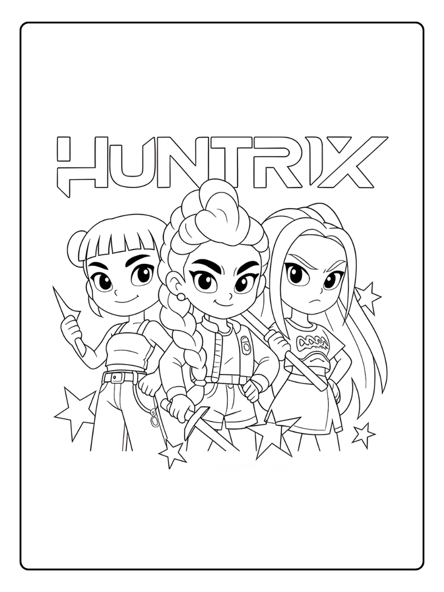 Huntrx KPop Demon Hunters Coloriage (7)