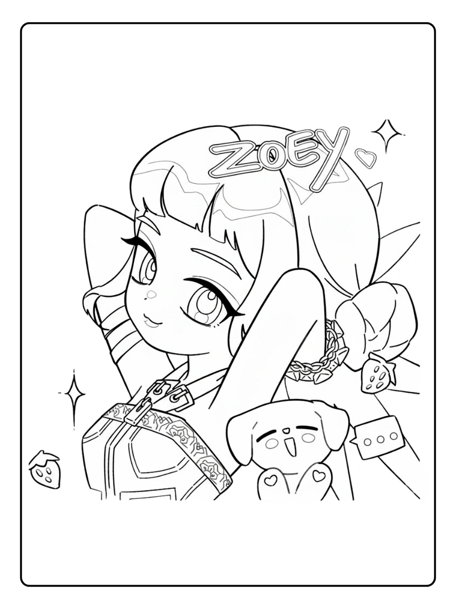 Zoey KPop Demon Hunters Coloring Pages (13)
