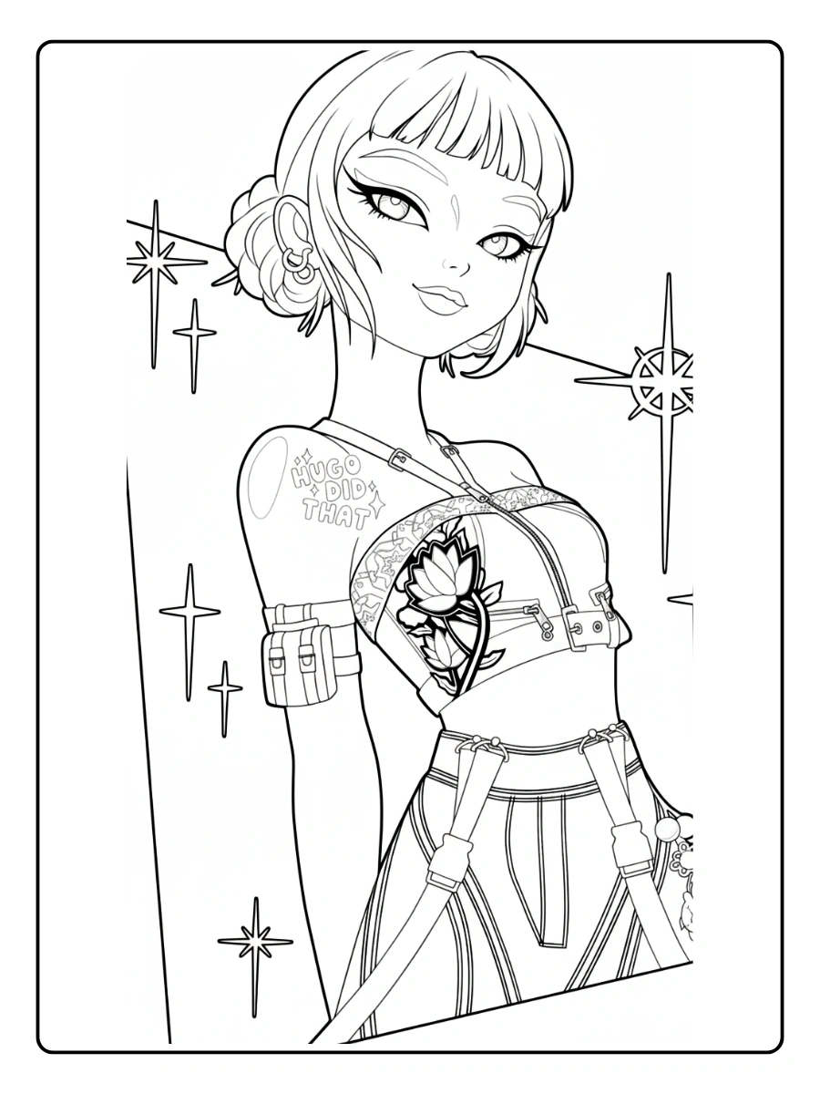 Zoey KPop Demon Hunters Coloring Pages (9)