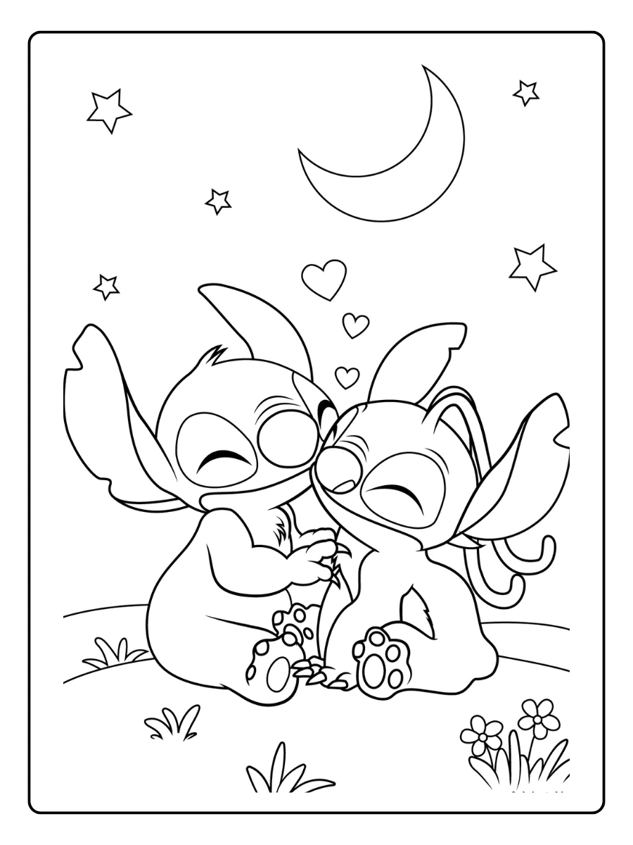 amoureux coloriage stitch et angel (2)