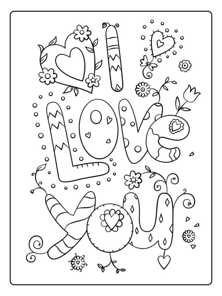 Coloriage Gratuit à Imprimer – Dessins à Colorier PDF & PNG 116 coloriage i love you (2)