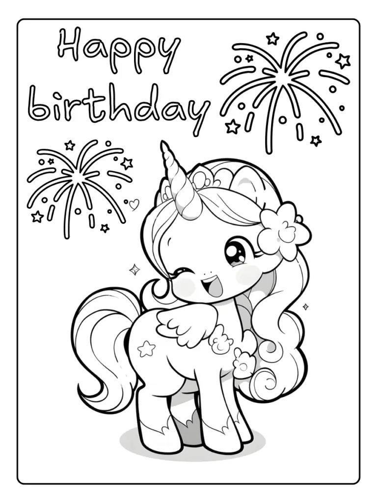 Coloriage Gratuit à Imprimer – Dessins à Colorier PDF & PNG 120 coloriage licorne anniversaire (12)