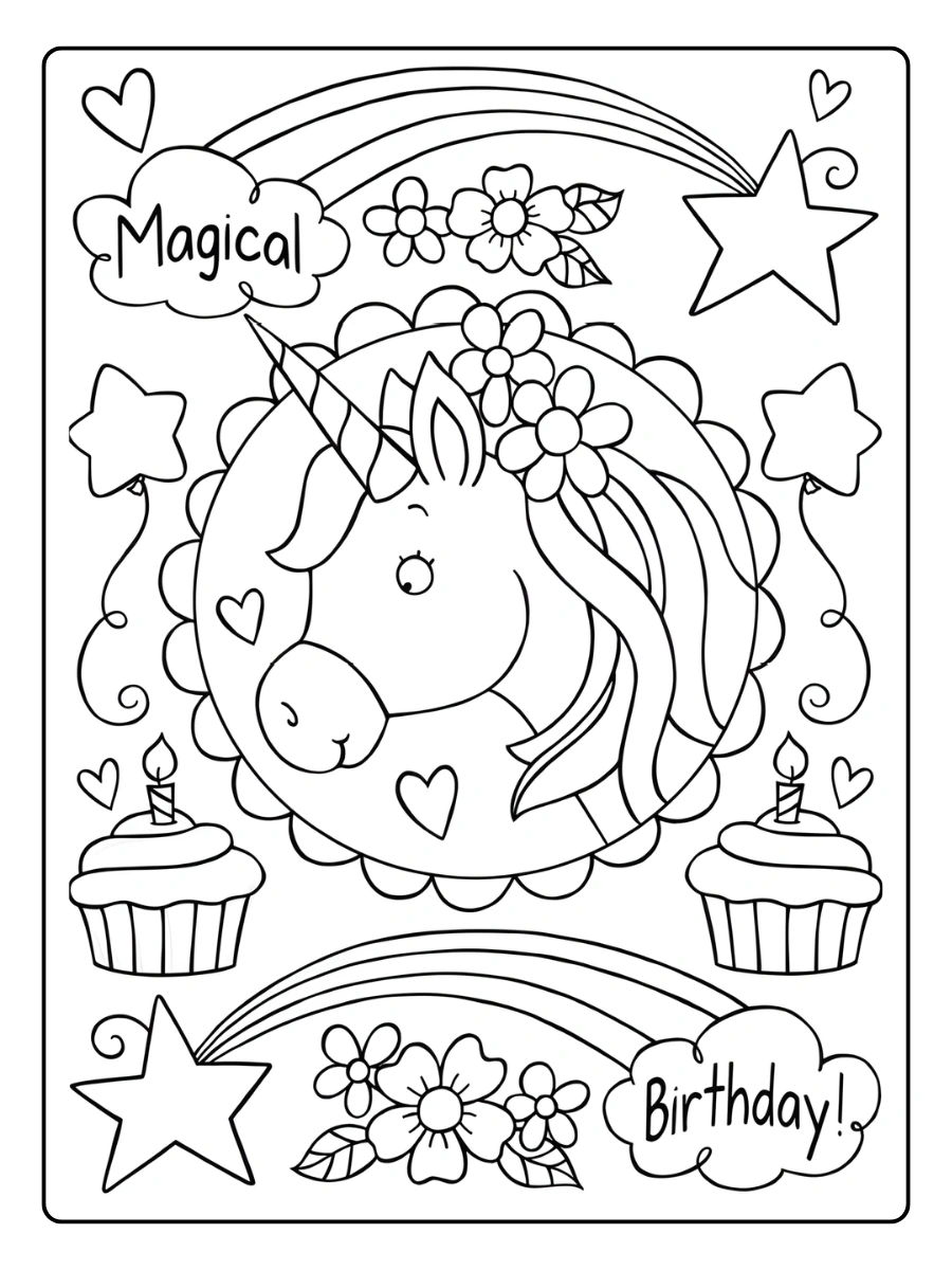 coloriage licorne anniversaire (6)