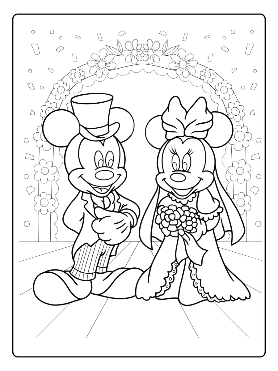 coloriage mickey et minnie mariage