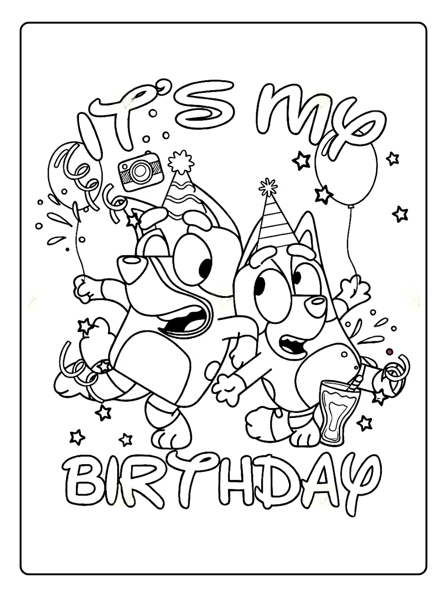 Coloriage Bluey Anniversaire (1)
