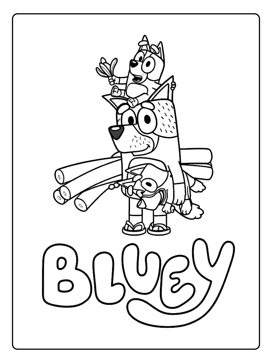 Coloriage Bluey Famille (2)