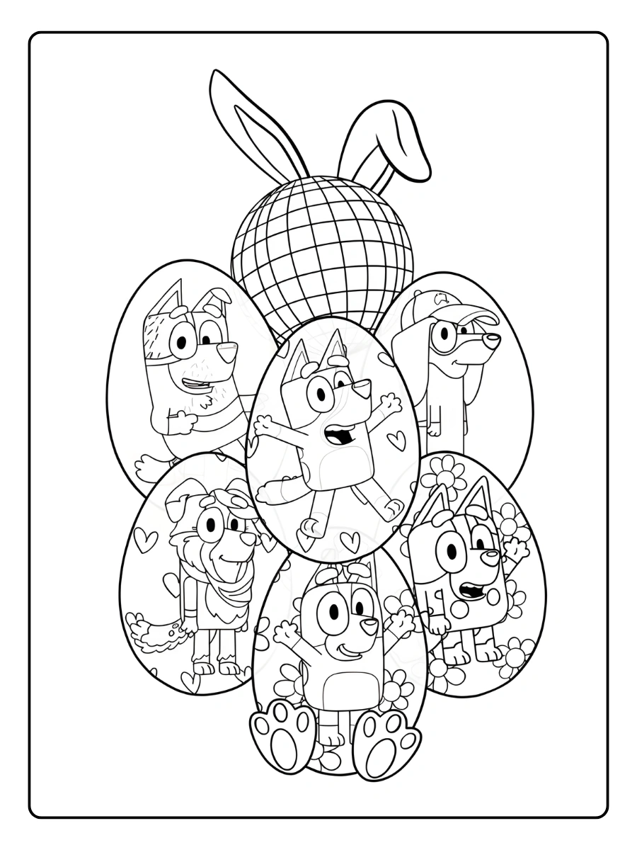 Coloriage Bluey Pâques (2)