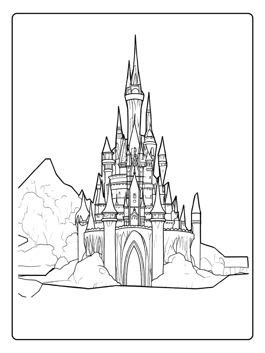 Coloriage Château de Glace Reine des Neiges (2)