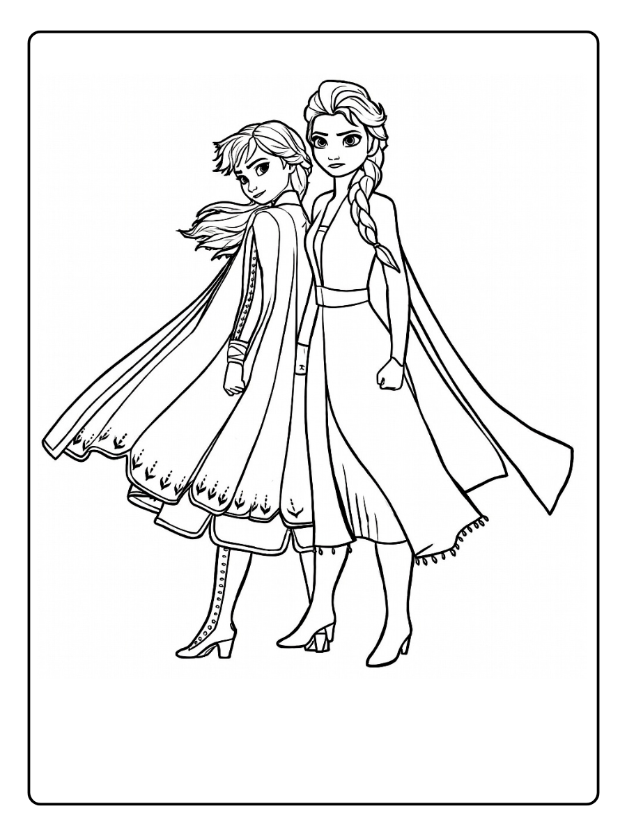 Coloriage Elsa et Anna (1)
