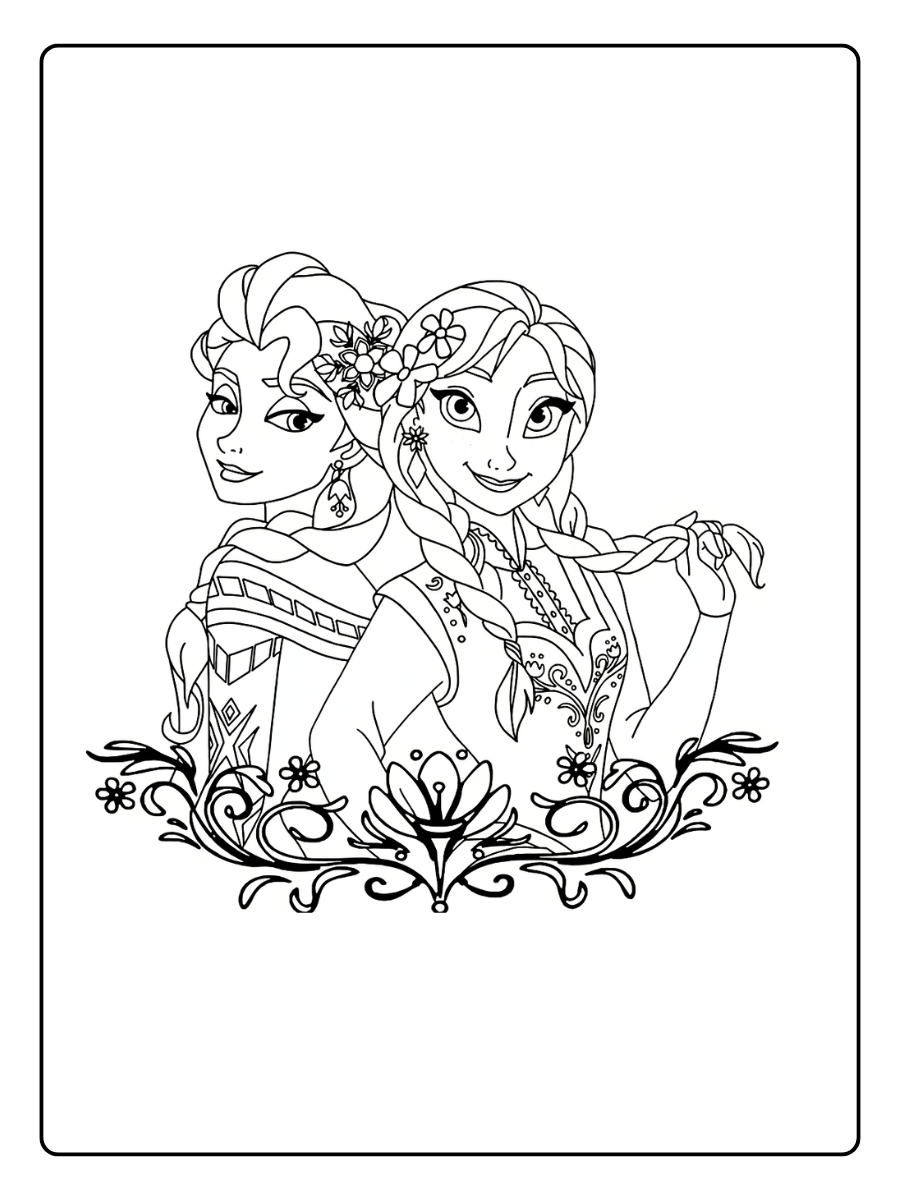 Coloriage Elsa et Anna (2)