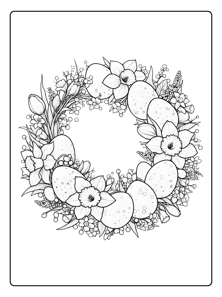 Coloriages Joyeuses Pâques Fleurs et nature printanière (4)