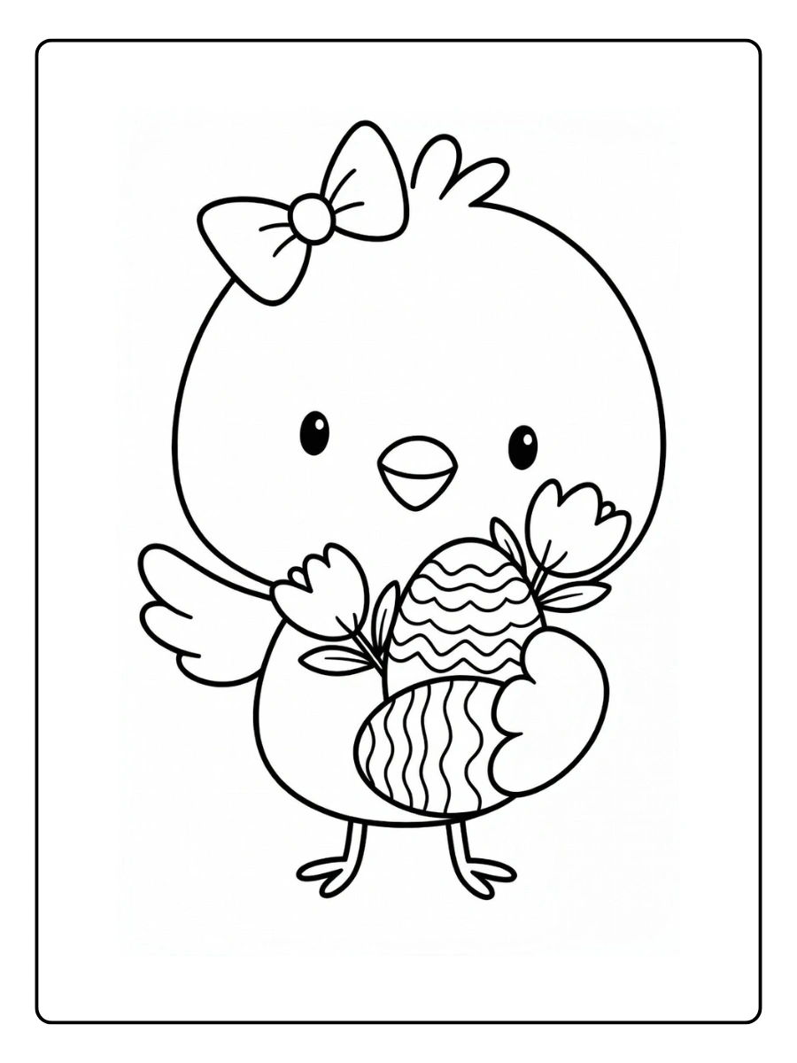 Coloriages Joyeuses Pâques Poussins et Cloches (4)
