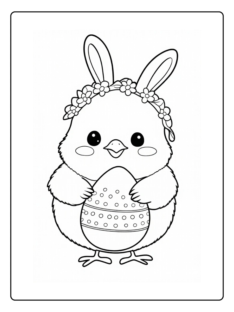 Coloriages Joyeuses Pâques Poussins et Cloches (5)