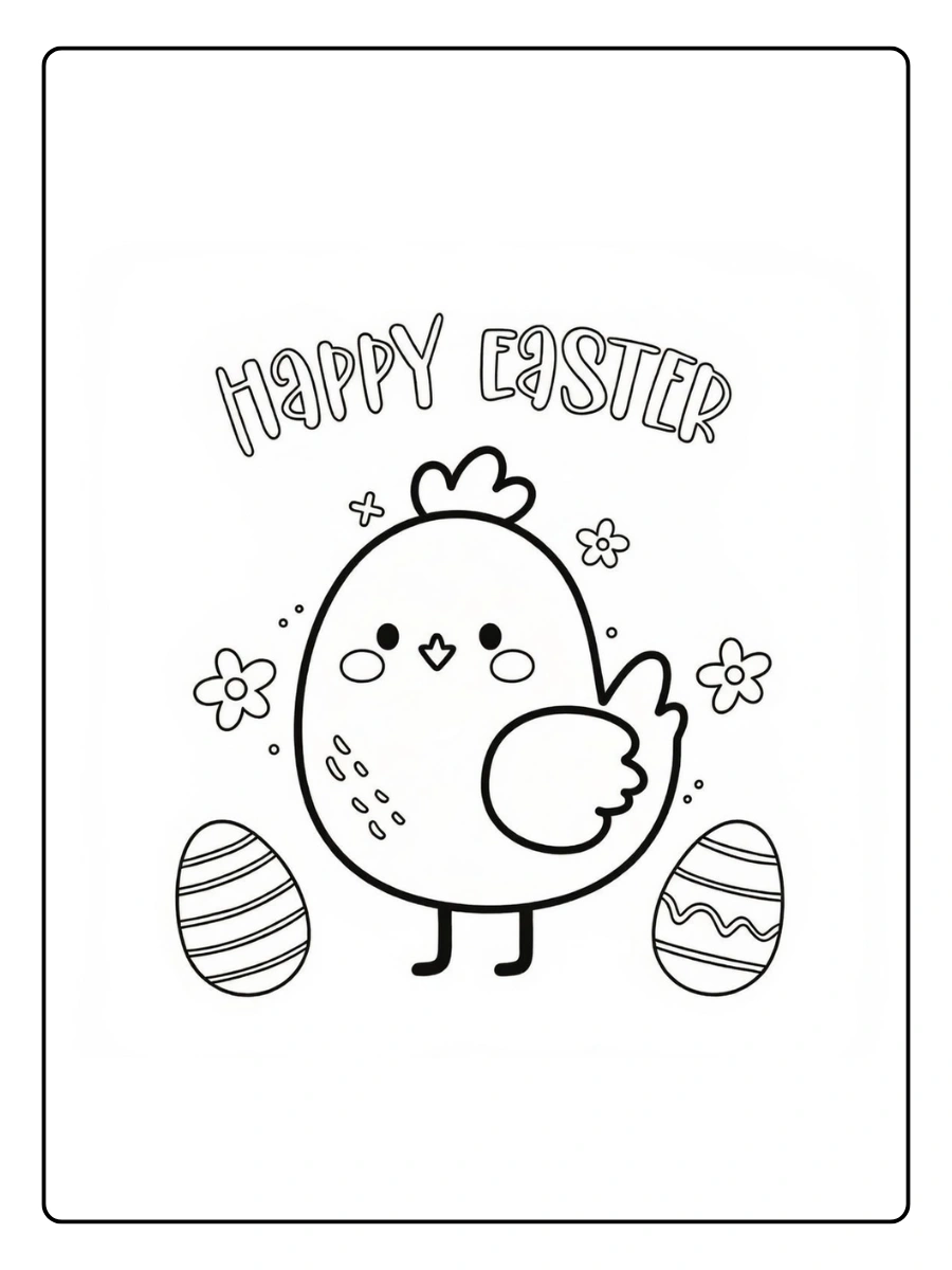 Coloriages Joyeuses Pâques Poussins et Cloches (7)