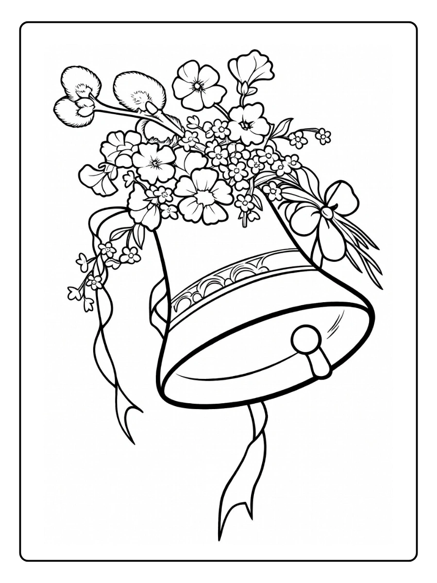 Coloriages Joyeuses Pâques Poussins et Cloches (8)