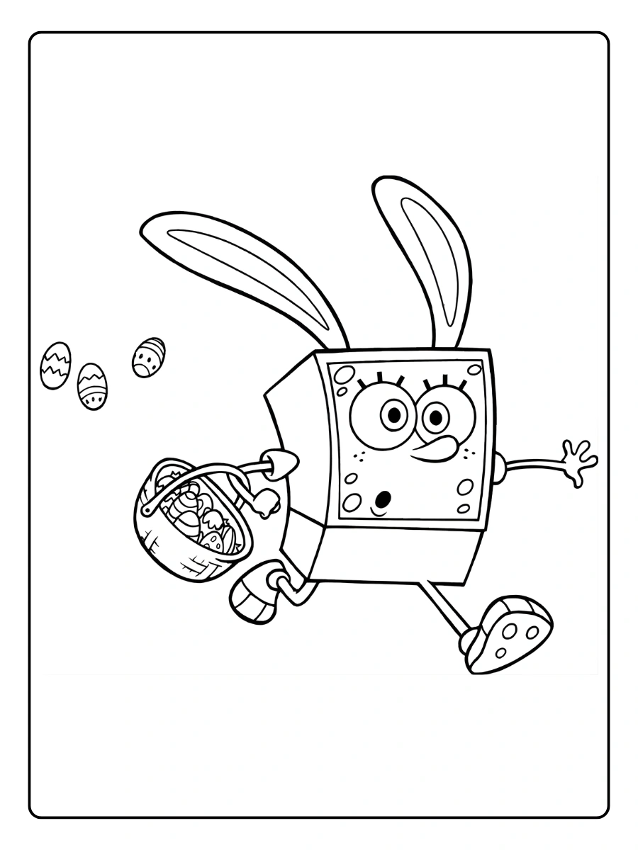 Coloriage Bob l'Éponge à Pâques (2)