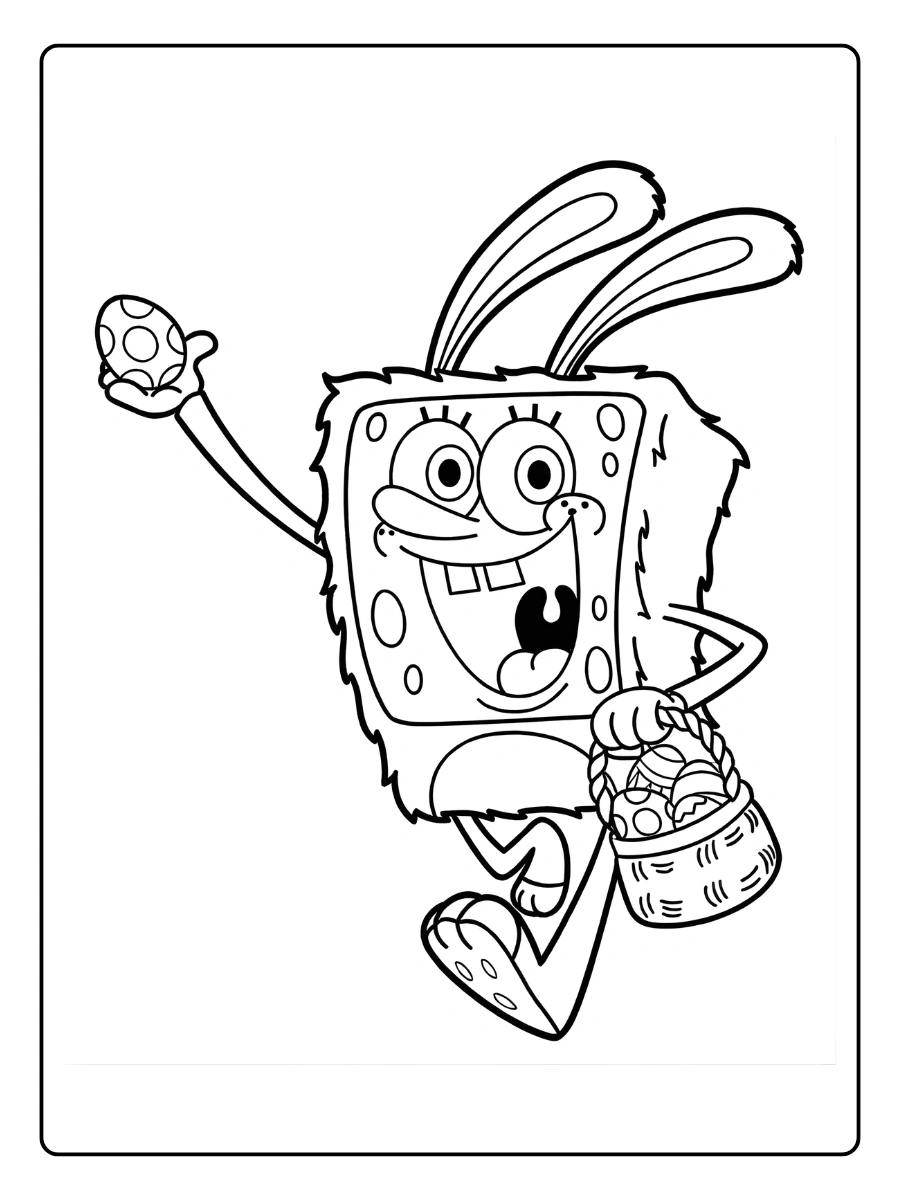 Coloriage Bob l'Éponge à Pâques (3)