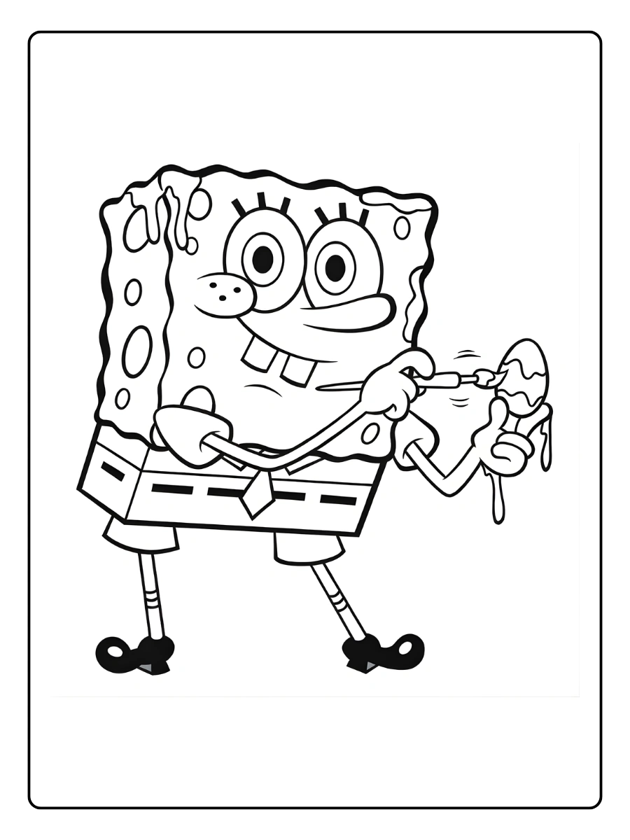 Coloriage Bob l'Éponge à Pâques (4)