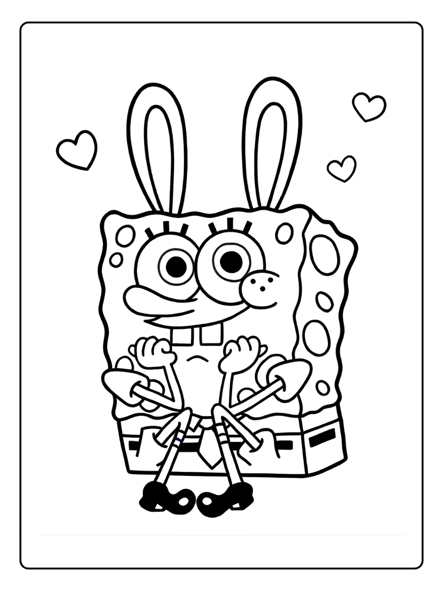 Coloriage Bob l'Éponge à Pâques (6)