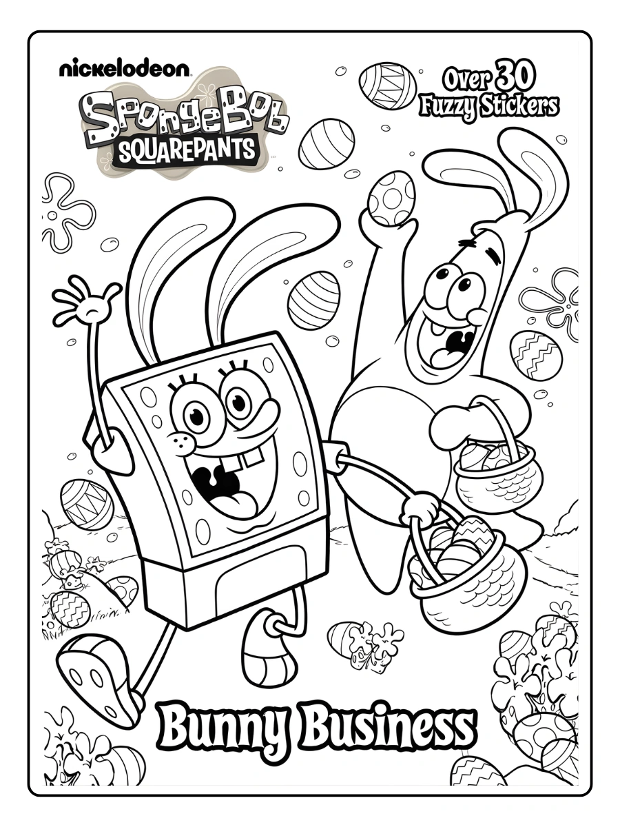 Coloriage Bob l'Éponge à Pâques (7)