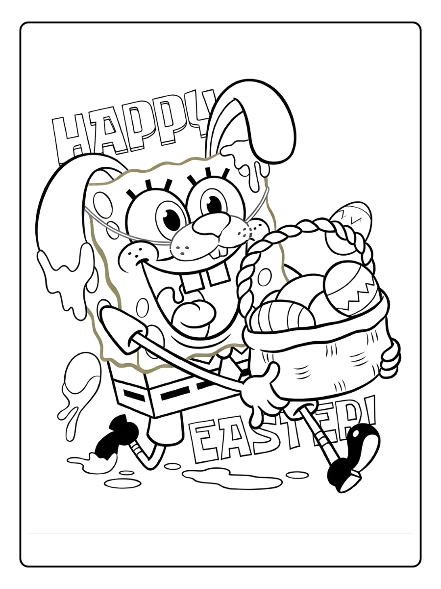 Coloriage Bob l'Éponge à Pâques (8)