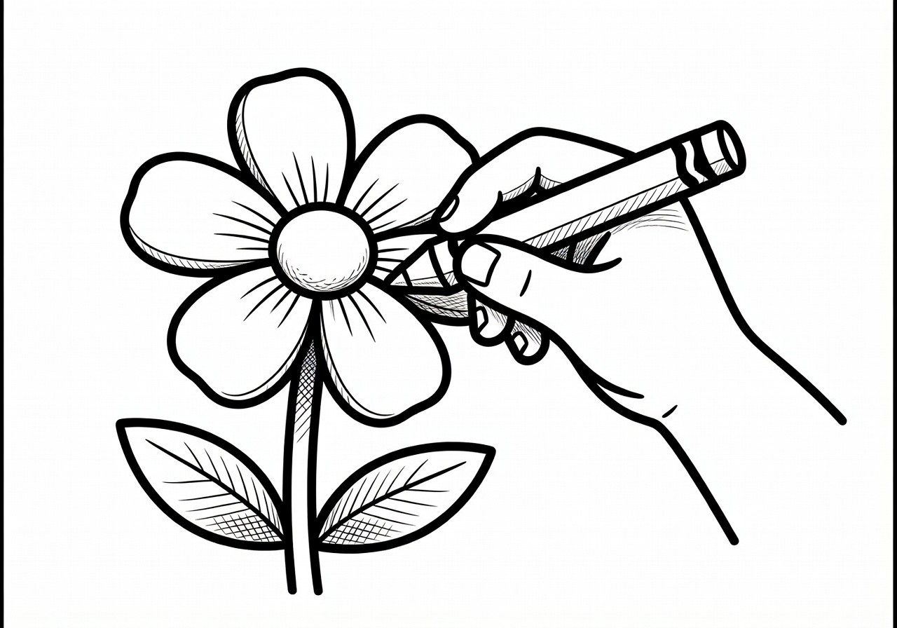 Coloriage Techniques Simples Pour Donner du Relief à Un Dessin à Colorier (PDF Gratuit à Imprimer) 1 Dessin à colorier en ligne d'une fleur sans relief