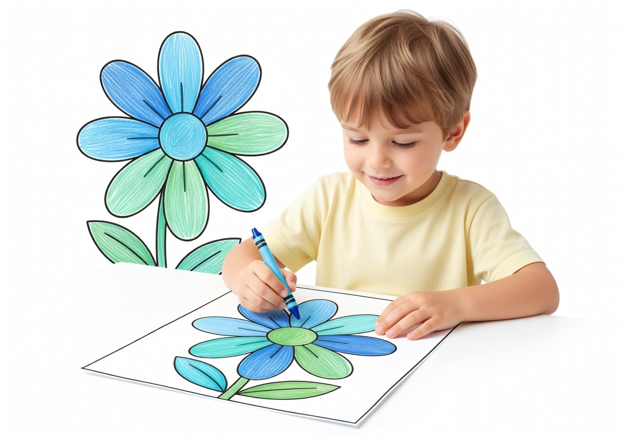 Page coloriée harmonieusement avec 4 teintes vives et équilibrées
