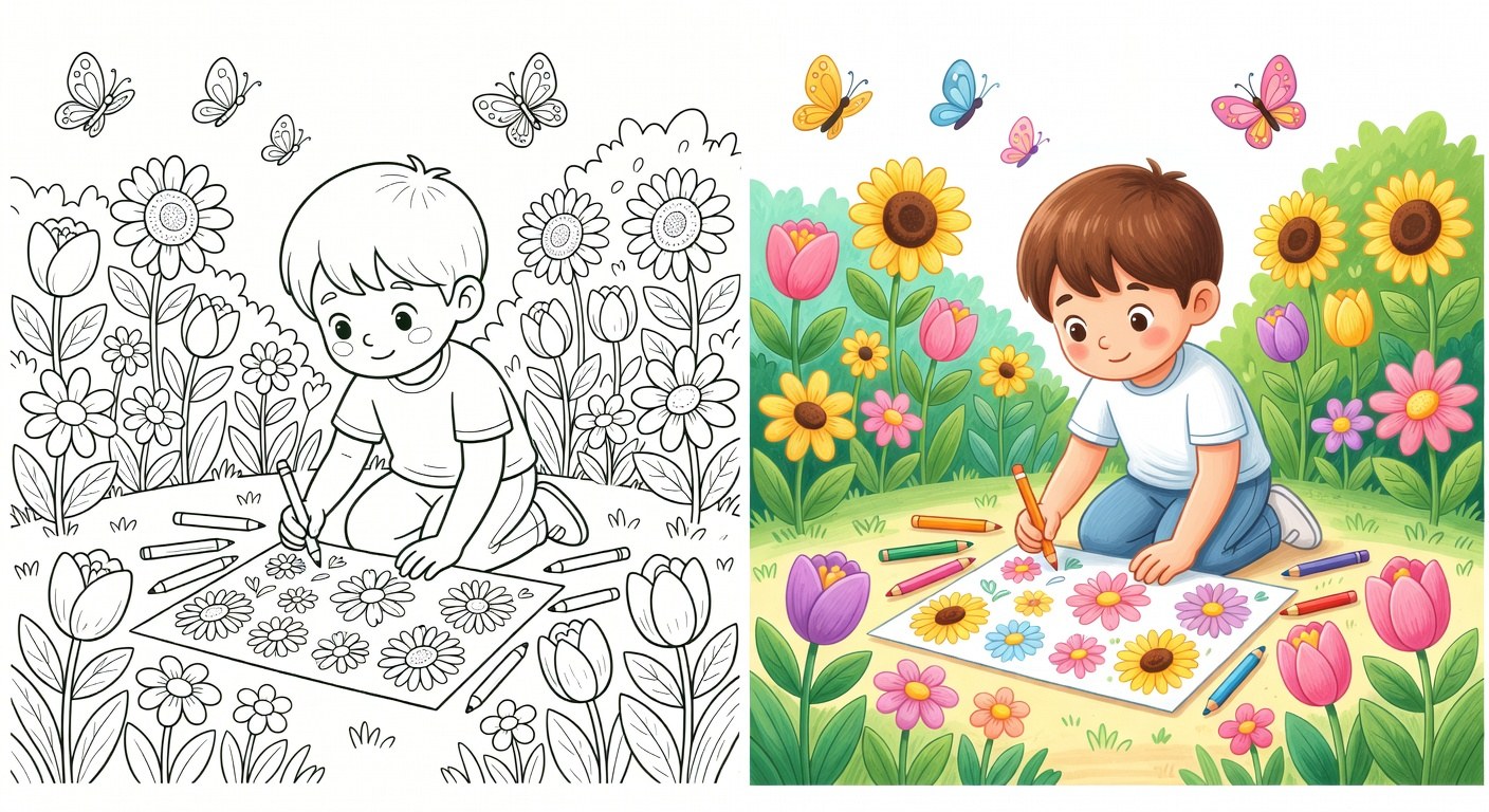 Enfant corrigeant une erreur de coloriage brouillon sur une feuille