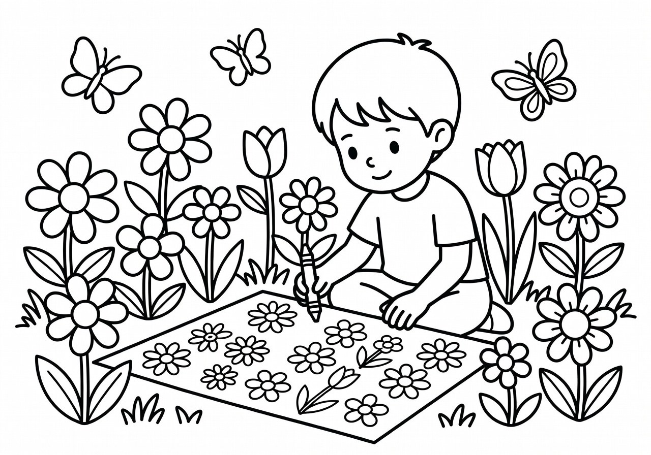 Coloriage Les Erreurs Qui Rendent Un Brouillon et Comment Les Corriger (PDF Gratuit à Imprimer) 1 Dessin en ligne à colorier d'un jardin avec fleurs et papillons