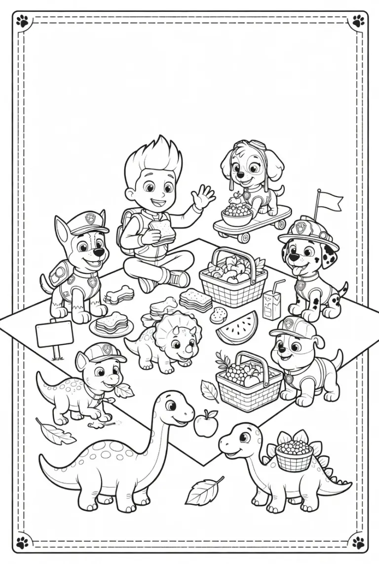 Coloriage Pat’ Patrouille Dinosaure (PDF Gratuit à Imprimer)
